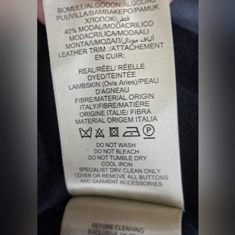 Burberry Brit Women's Sweater Wool Lambskin Leather Sleeves Black Size XS - Picture 12 of 14